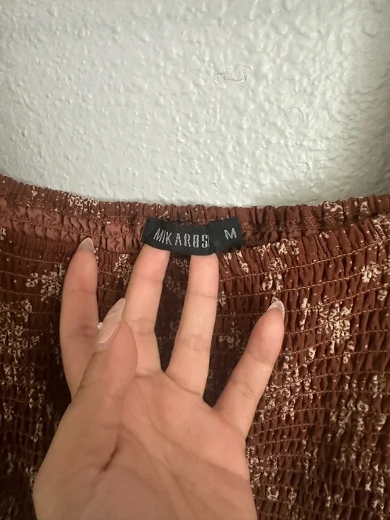 Mikarose Rust Brown Floral Smocked Dress - Picture 2 of 2